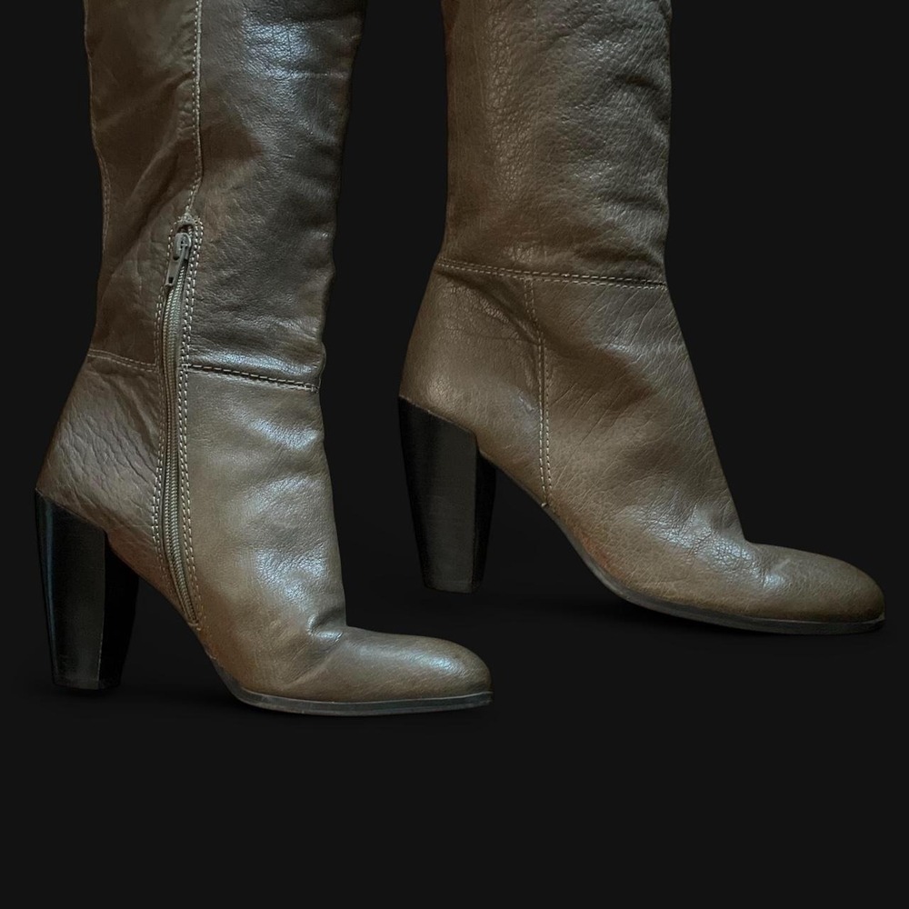 Y2K Nine West Grey leather knee high + over the knee high heel boots - Picture 3 of 6